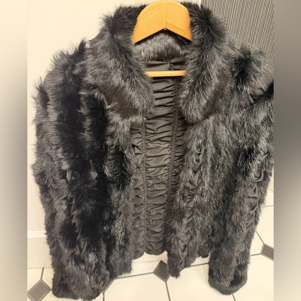 Genuine Rex rabbit fur coat no size tag no brand like new